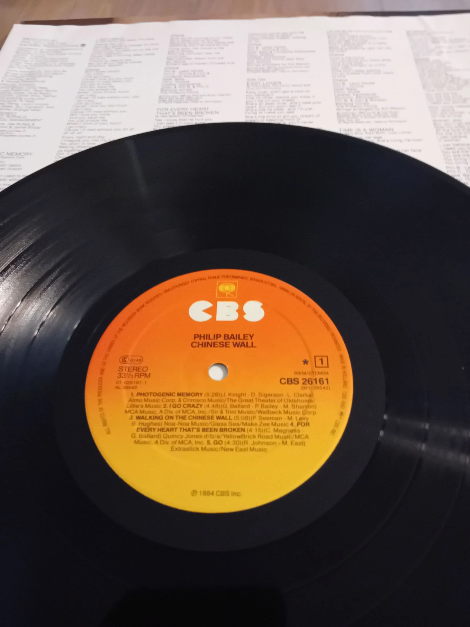 Lp 33t Philip Bailey Chinese Wall 1984 – photo 3